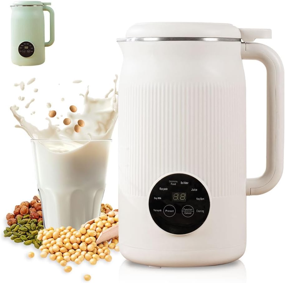 8-in1 Multifunction 40oz Nut Milk Maker Blender for Homemade Soy, Almond, Oat, Coconut, Plant Based Milks and Non-Dairy Beverages. Delayed Start, Automatic Cleaning, Boils Water, Keeps Drinks Warm.