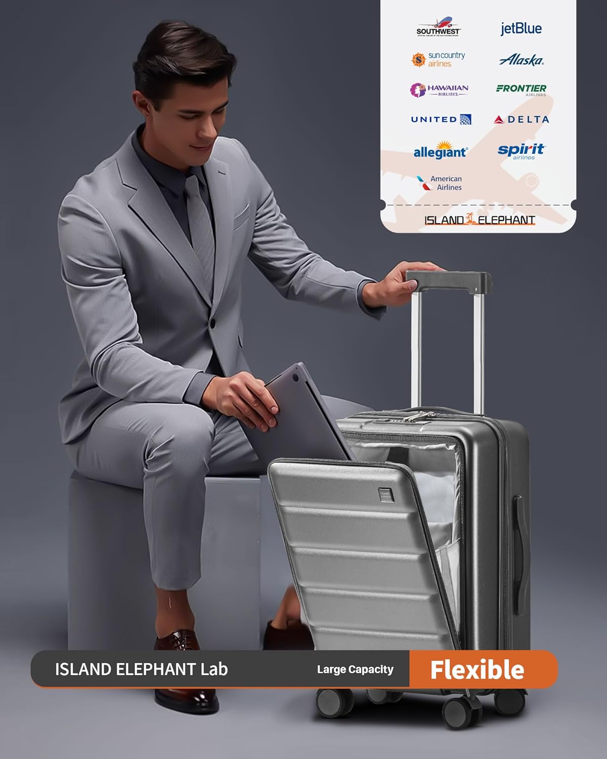 20 IN Carry On Luggage 22x14x9 Airline Approved - Front Pocket Hardside Travel Suitcase Unbreakable