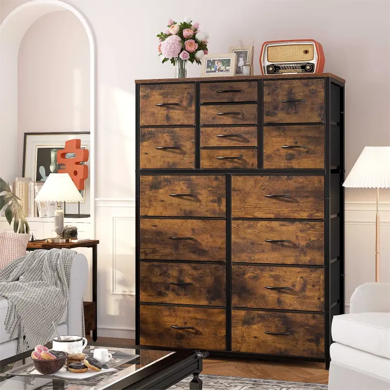 🔥Today's discount is only $32.99-🔥Enhomee Tall Dresser For Bedroom, 16 Deep Drawers Large Dresser, Brown Double Dresser, Chest Of Drawers For Closet, Highboy