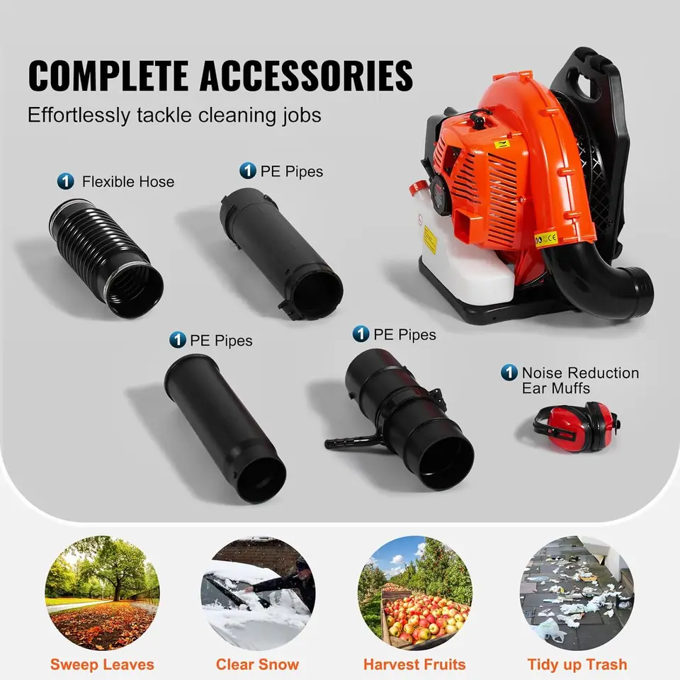 Backpack Gas Leaf Blower, 2-Cycle Gas Powered Backpack Blower with 3L Fuel Tank, 930CFM Air Volume 184MPH Speed