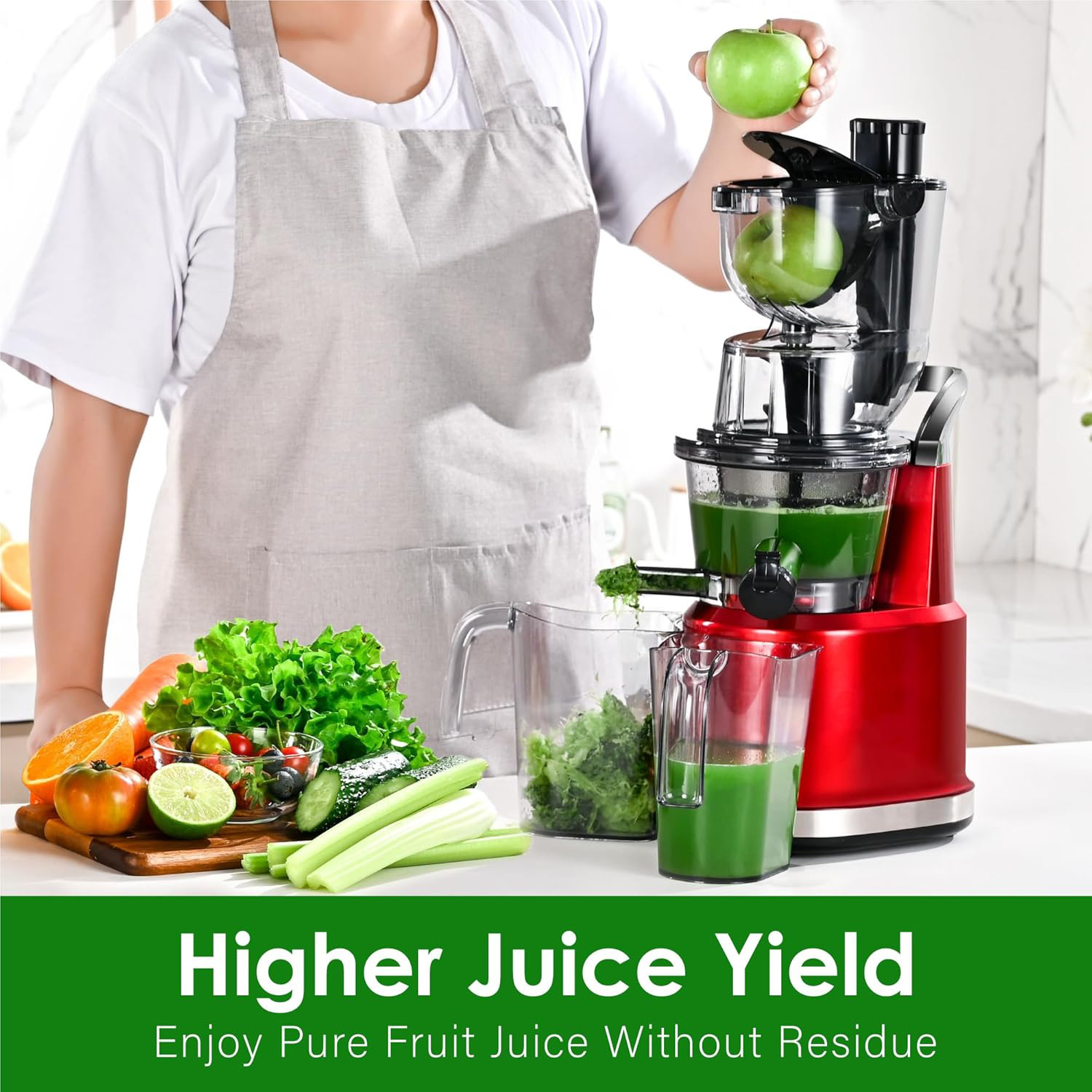 🎉⚡Hot Sale⚡Cold Press Juicer Machines, Kitchen in the Box Slow Masticating Juicers Machine,3.26inch Large Wide Feed Chute Fit Whole Fruits & Vegetables,BPA Free,Easy to Clean (Bright Black)