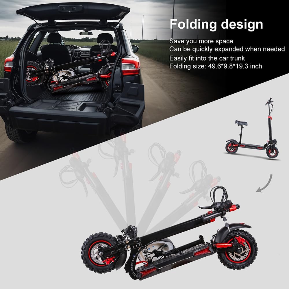 1200W Electric Scooter, with APP, 1200W 48V 13A/18A, 34 /37Miles Range, 34mph, Commuter Electric Scooter with Seat, 440lbs Max Load