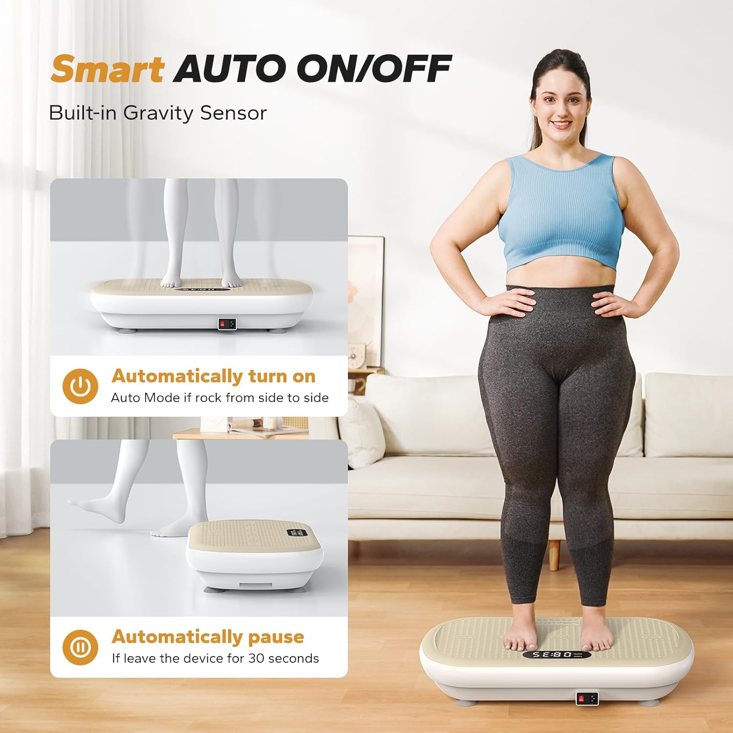 Vibration Plate Exercise Machine, Vibration Plate 440 Lbs Capacity, Bluetooth and Silicone Pedal, Stimulate Deep Fat, Vibration Plate for Lymphatic Drainage, Vibrating for Weight Loss