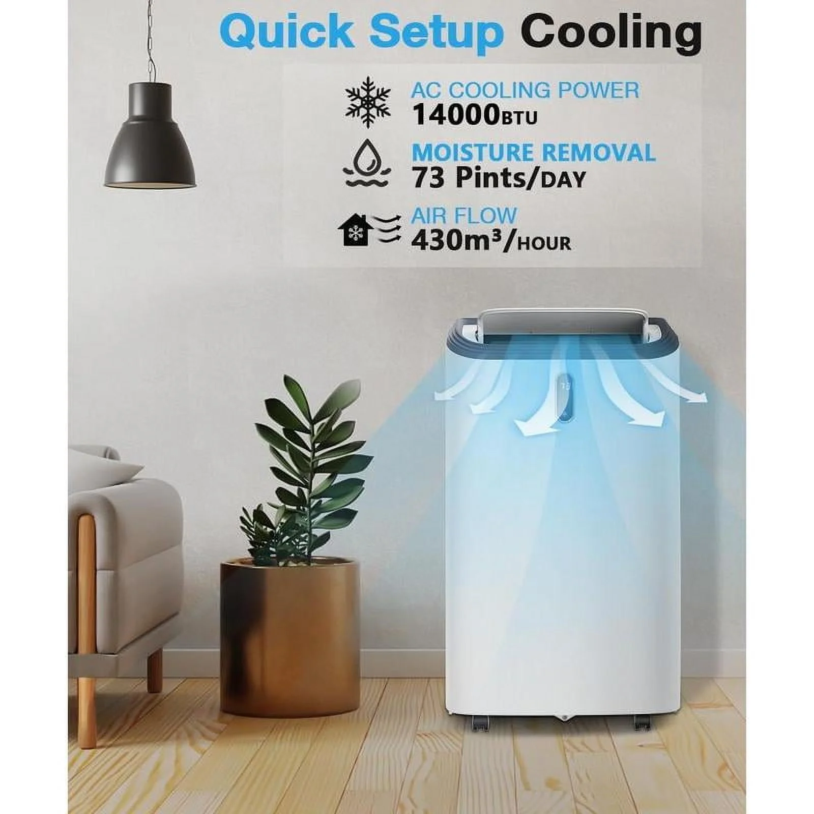 Portable Air Conditioner, Portable AC Unit for Room Cools up to 700 Sq.ft, 3 in 1 Air Conditioner Portable with Cooling& Dehumidifier&Fan,Remote Control,24Hrs Timer,3 Fan Speed