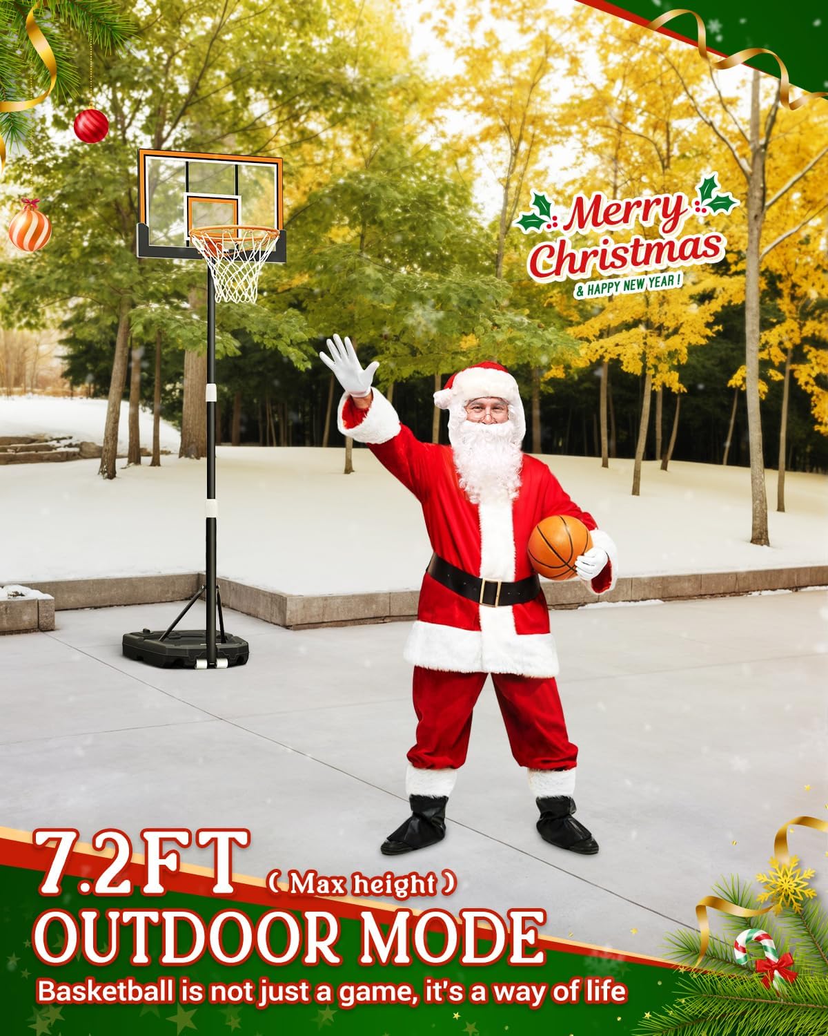 Kids Basketball Hoop Outdoor 3.2-7.2ft Adjustable, Portable Basketball Hoop & Goals for Kids/Teens/Youth in Pool/Backyard/Driveway/Indoor, 29 Inch Shatterproof Backboard and Enlarged Base