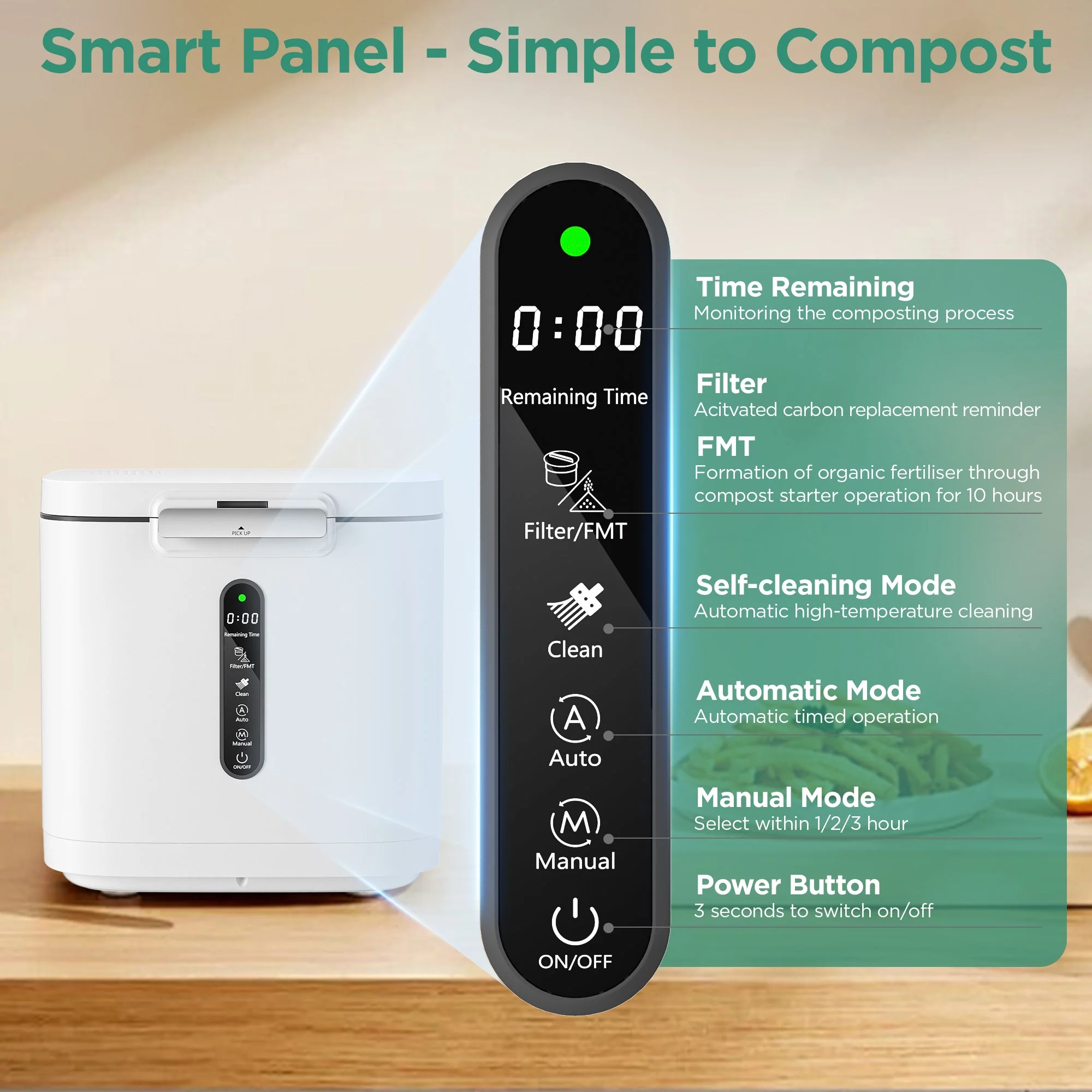 🌱 Smart Electric Kitchen Composter · 4L Large Capacity