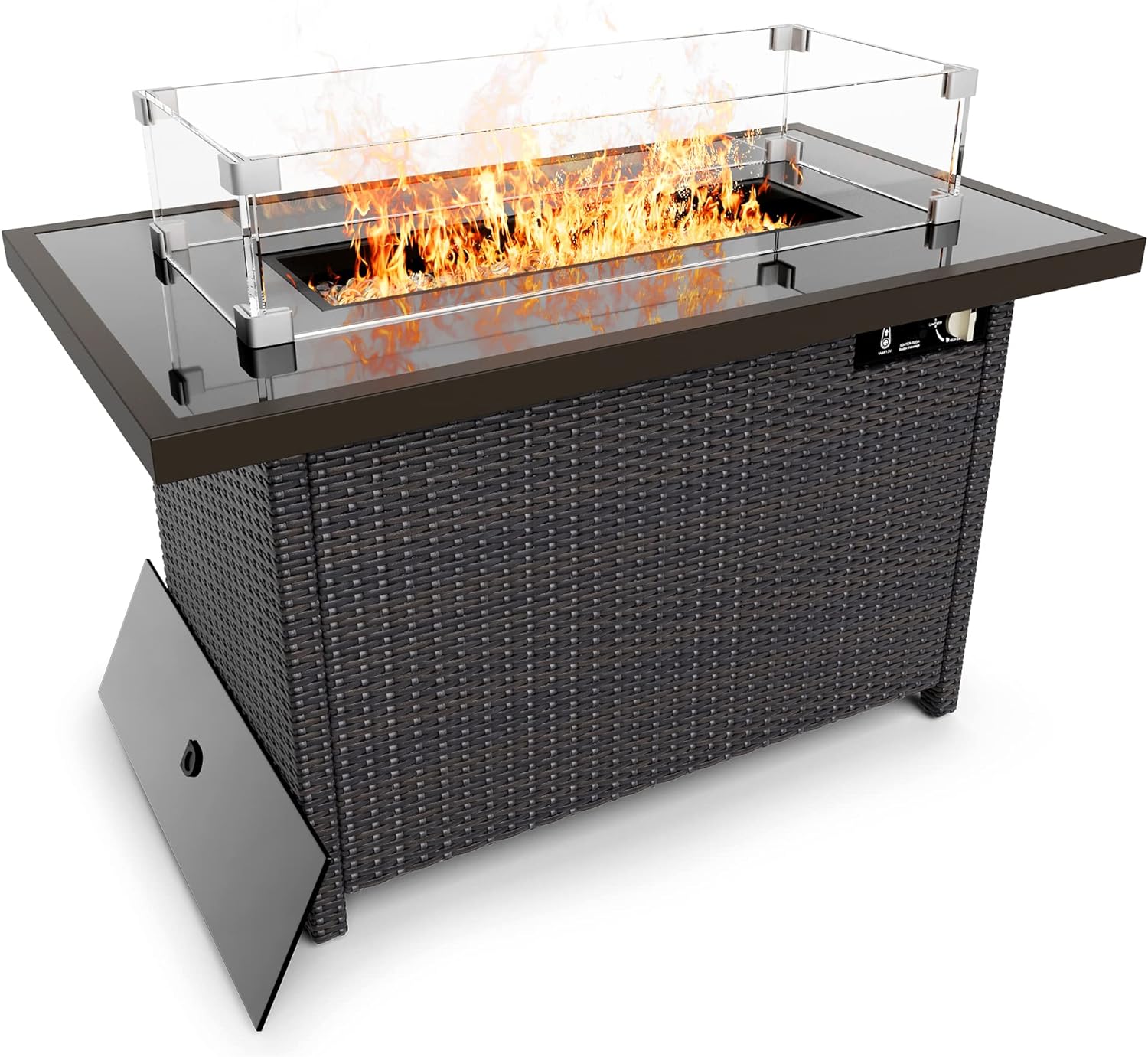 Propane Fire Pits,  Auto-Ignition Outdoor Fire Pit Table with Glass Wind Guard,41 Inch Outdoor Fire Tables for Patio Garden Deck Backyard Poolside