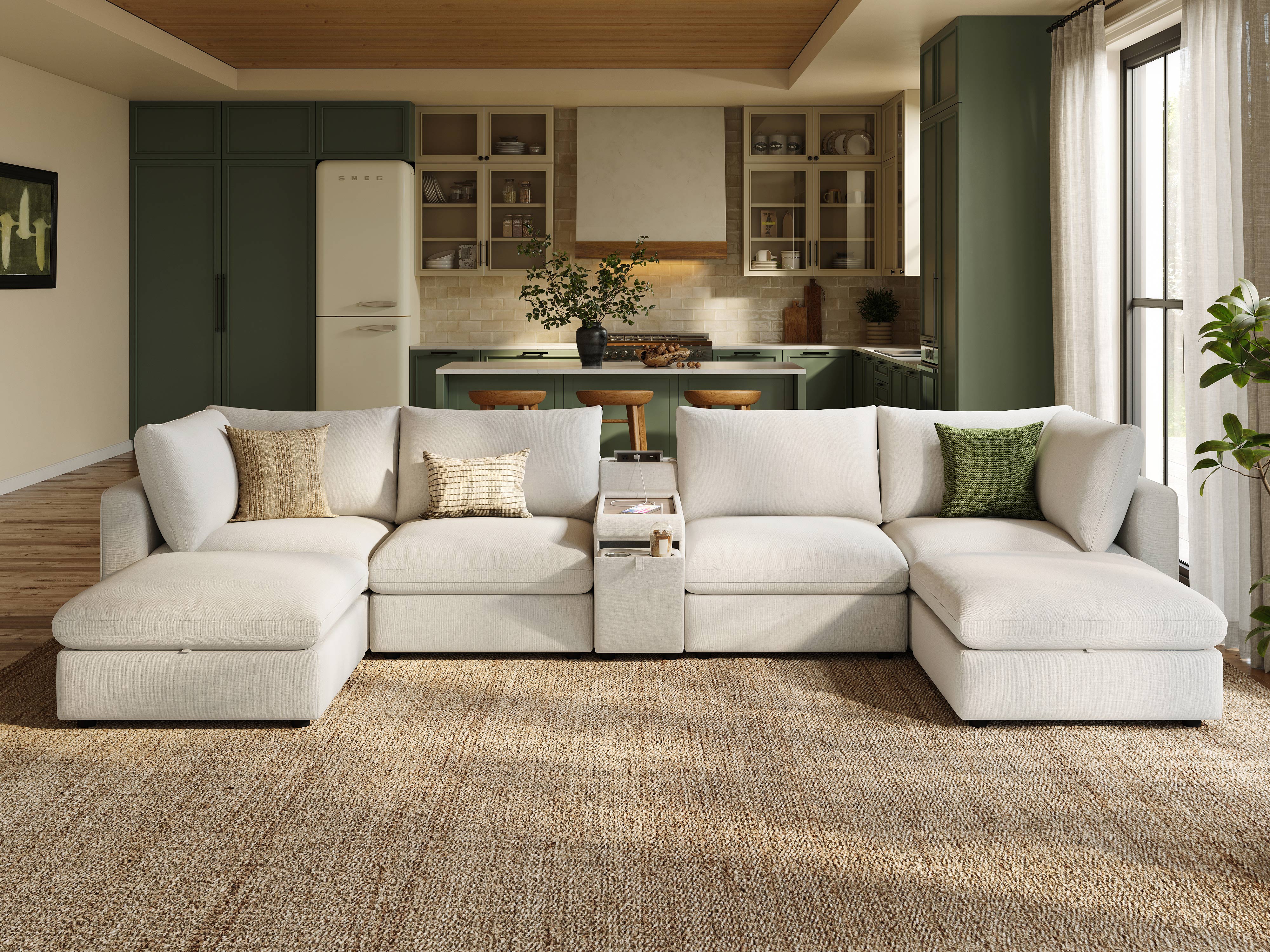 4 Seats with 2 Ottomans & Console