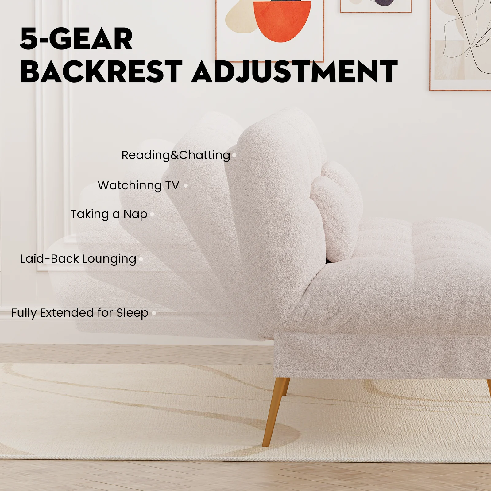 COMHOMA Convertible Ultra-comfortable Futon Sofa Bed with Adjustable Backrest B001