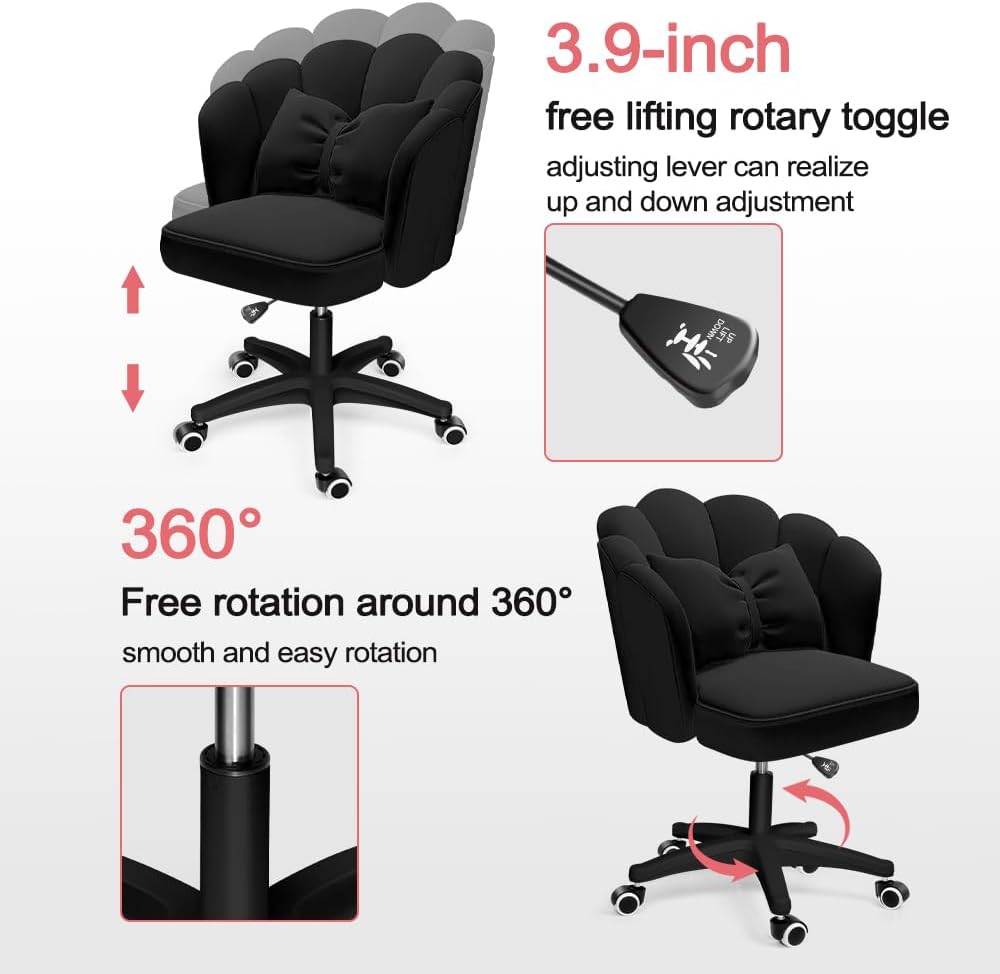 Office Chair Cute Petal Desk Chair, Modern Fabric Home Butterfly Chairs Height Adjustable Chair Makeup Chairs Computer Chairs