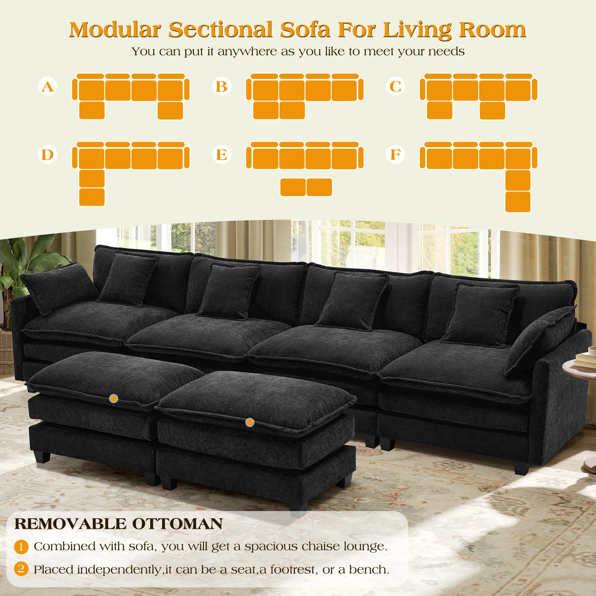 Luxury Thickened Cushion Modular Sofa