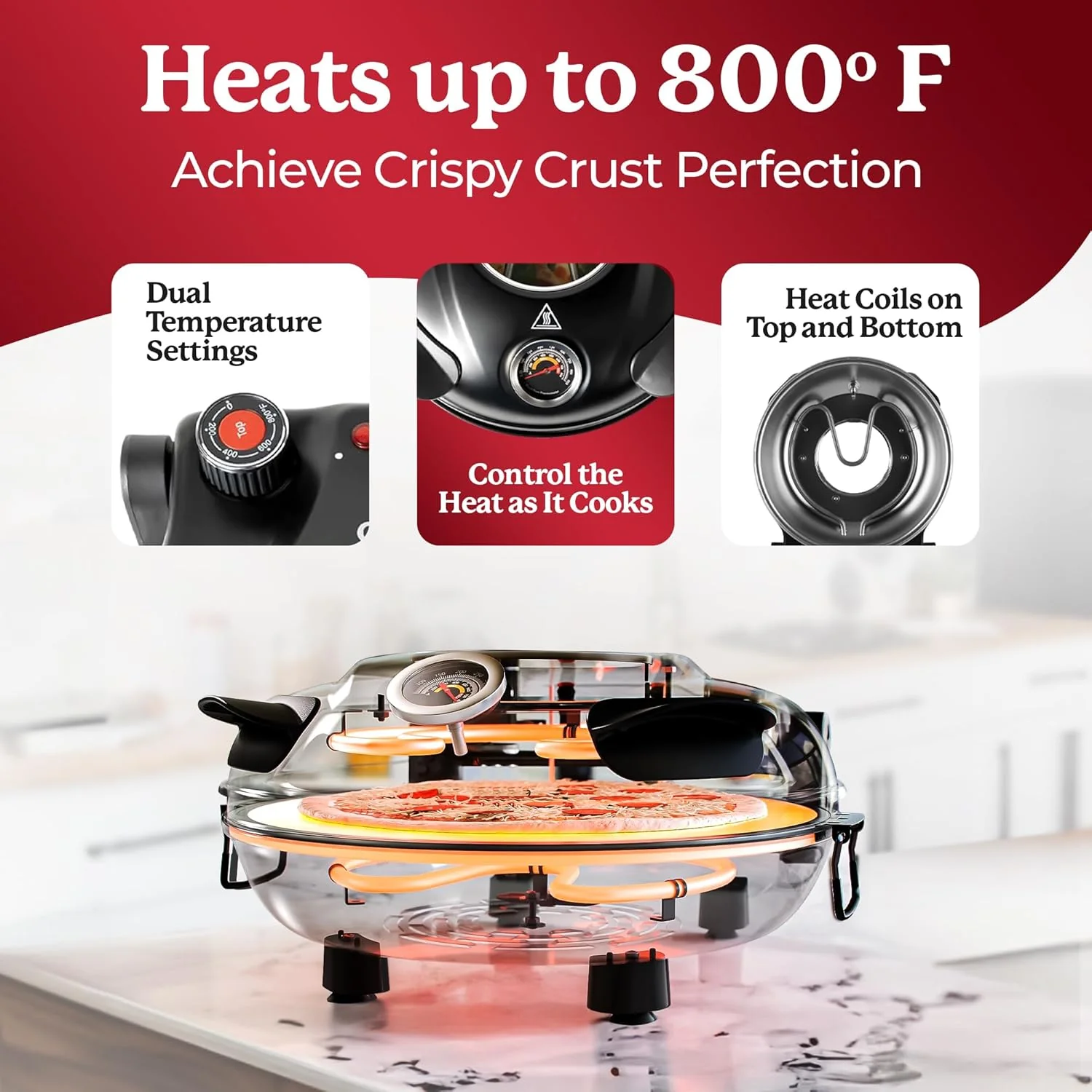 Pizza Oven – Granitestone – 800° Countertop Brick Pizza Oven