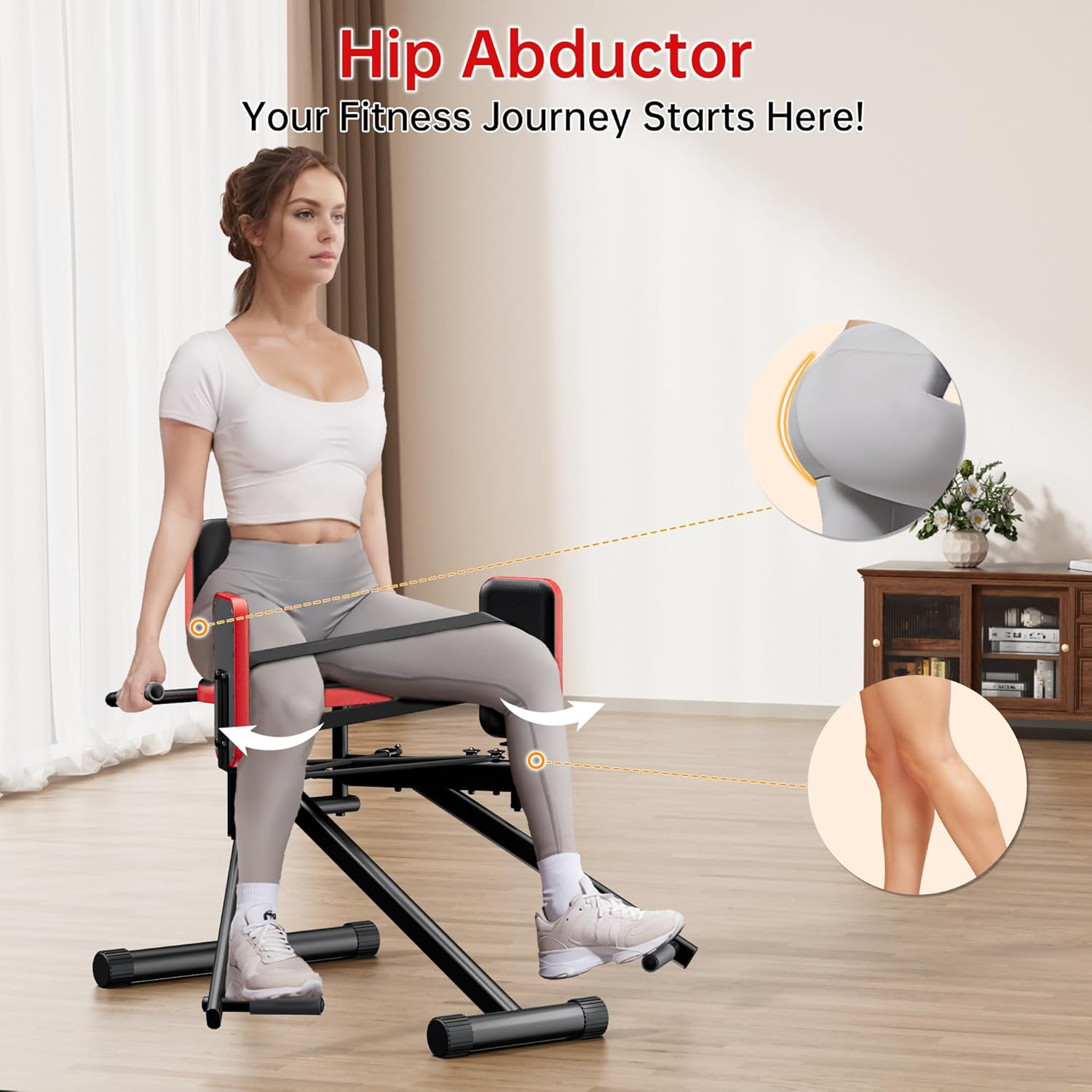 Hip Abductor Machine for Home Gym | Glute & Thigh Exercise Equipment, Outer Thigh Sculpting, Glute Machine for Women, Leg Abductor Machine, Booty Builder for Butt Workout