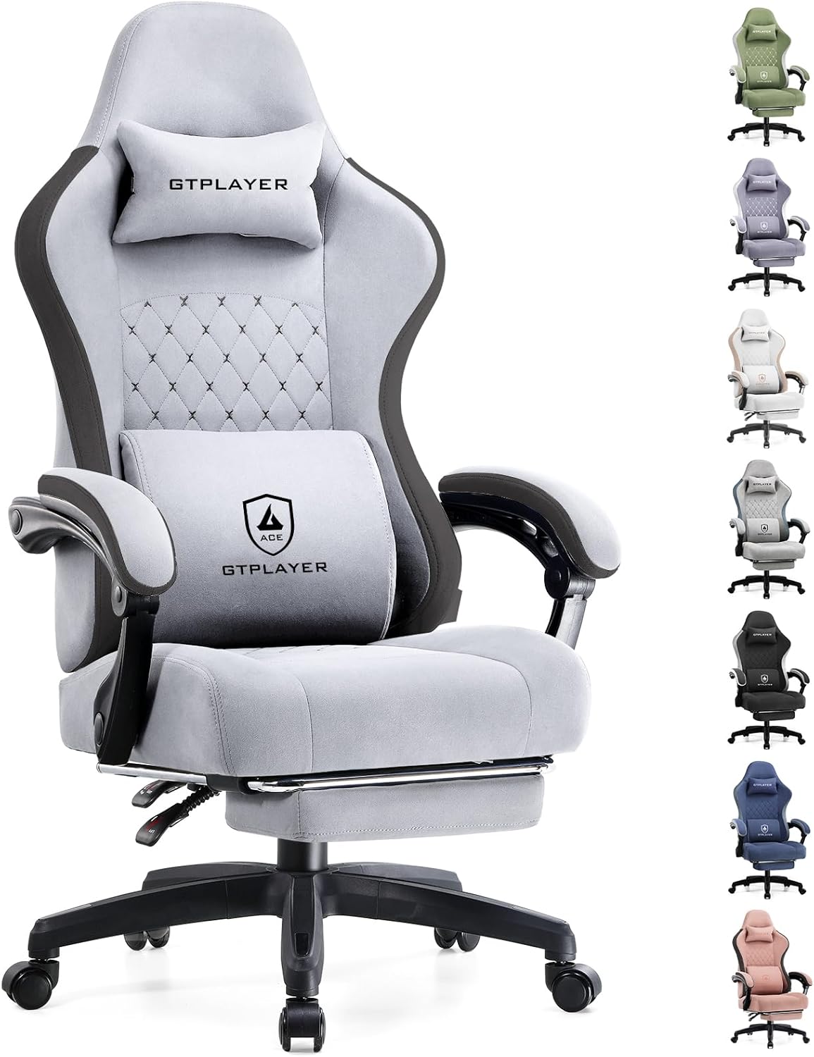 GTPLAYER Gaming Chair, Computer Office Chair with Pocket Spring Cushion, Linkage Armrests and Footrest, High Back Ergonomic Computer Chair with Lumbar Support Task Chair with Footrest