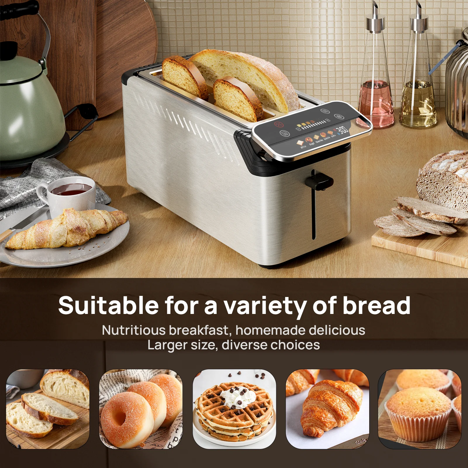 Stainless Steel Smart Toaster, 2 & 4 Slice | Projection Touchscreen, 1.5