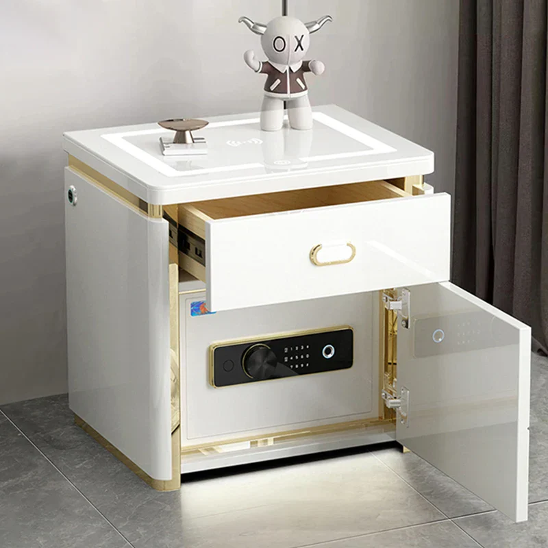 3-Drawer Nightstand with Biometric Safe & LED Lighting