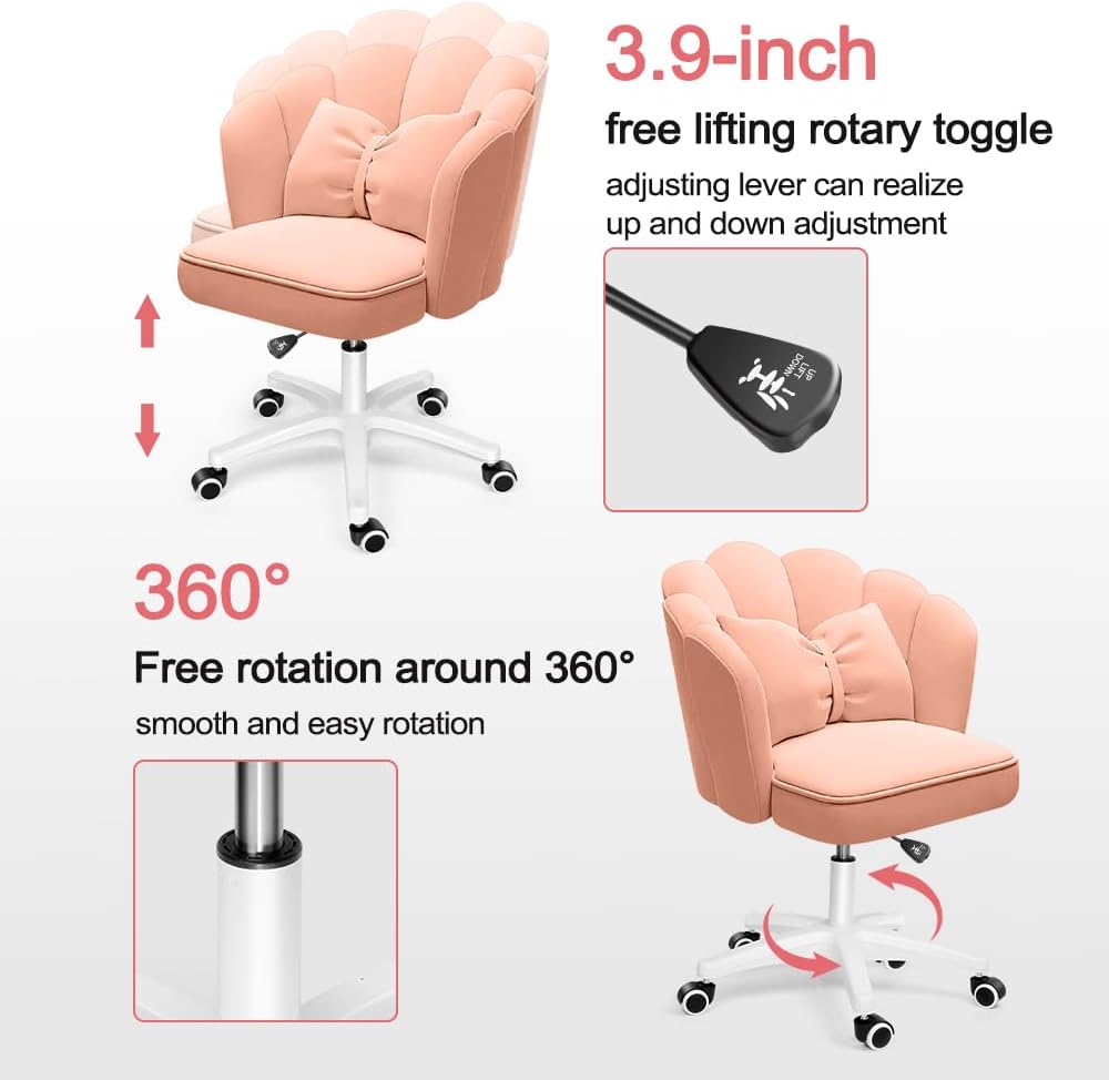 Office Chair Cute Petal Desk Chair, Modern Fabric Home Butterfly Chairs Height Adjustable Chair Makeup Chairs Computer Chairs