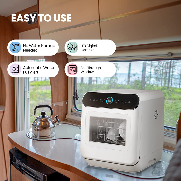 Mini Dishwasher | Compact Table Top Dishwasher with 3 Place Settings, 7 Programmes, Touch Control, LED Display, Delay Start and Off-peak Wash Function🔥Hot Sale🔥