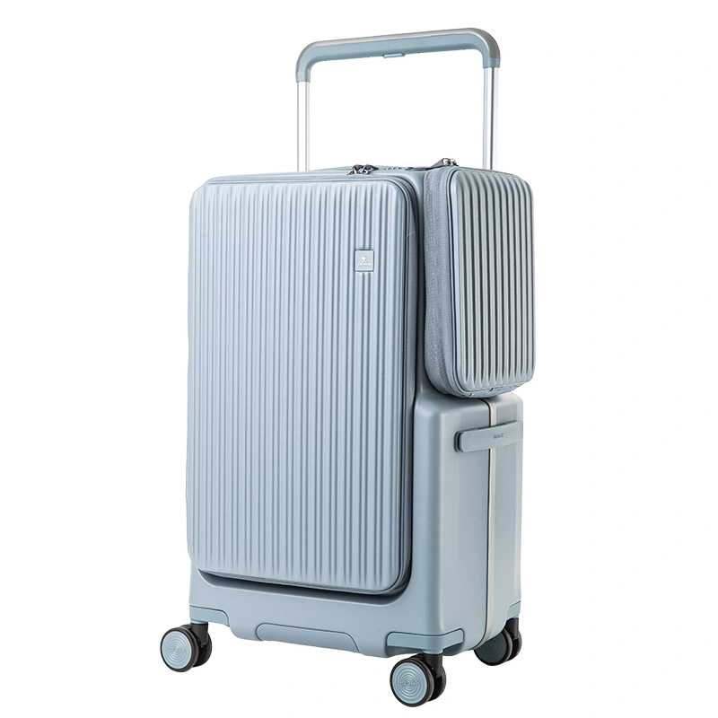Front opening aluminum frame zipper luggage trolley case